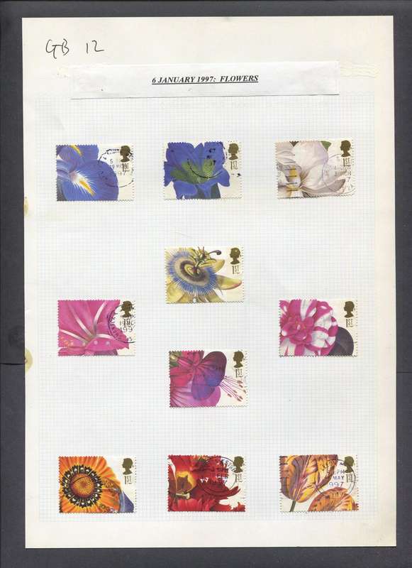 Great Britain - 10 Stamps Mounted On Album Page - Used