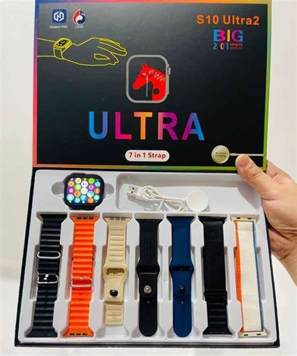 S10 ULTRA BIG 2.01" FACE INFINITE DISPLAY RUGGED SMARTWATCH WITH 7 INTERCHANGEABLE STRAPS