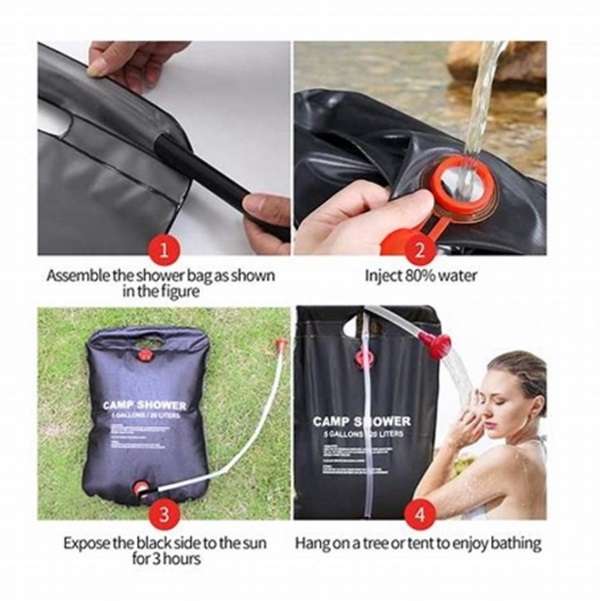 Brilliant 20L Solar Power Self Heating Emergency Indoors or Outdoors Mobile Shower