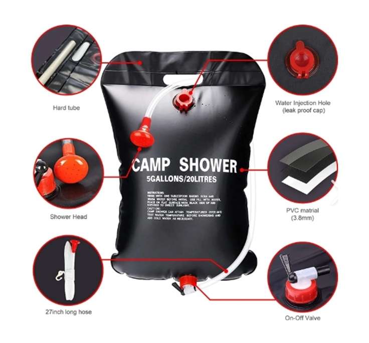 Brilliant 20L Solar Power Self Heating Emergency Indoors or Outdoors Mobile Shower