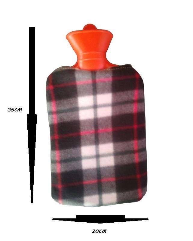 Warm and Rustic Blanket Patterned Fleece Covered Hot Water Bottle