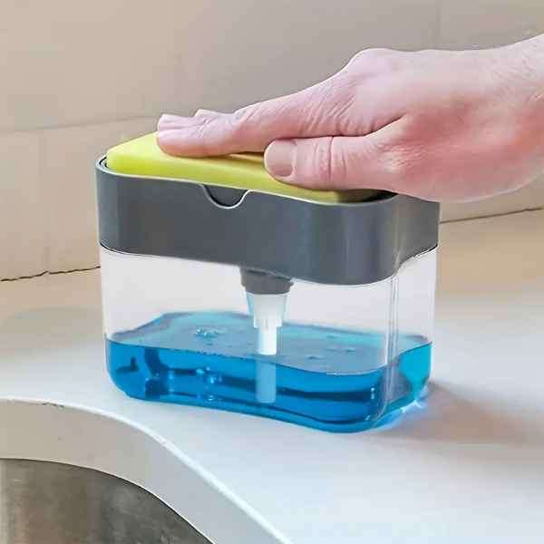Brilliant & Convenient Countertop Kitchen Soap Dispenser with Sponge Holder & free Sponge