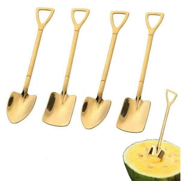 4Pcs Stunning Golden Stainless Steel Shovel Spoons