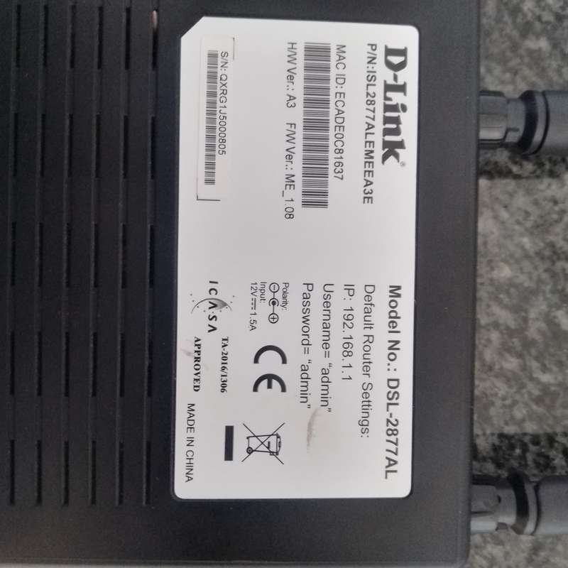 DLINK DSL-2877AL Dual-Band 2.4GHz/5GHz 4-Port Wireless Router with USB