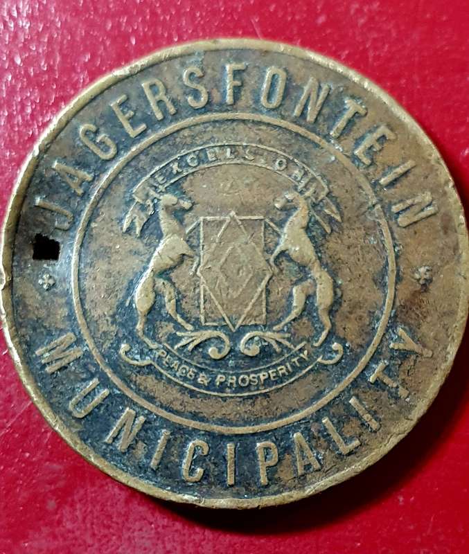 1913 . Jagersfontein Municipality Water Ration Token. 3 GALLONS.