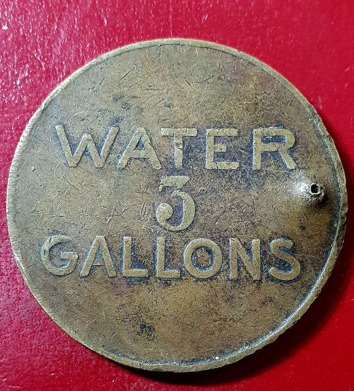 1913 . Jagersfontein Municipality Water Ration Token. 3 GALLONS.