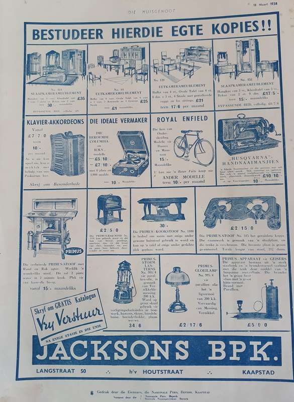 18 MAART 1938.  DIE HUISGENOOT. VAKANSIE OORD.  BIG FORMAT .28CM W X 38CM L.