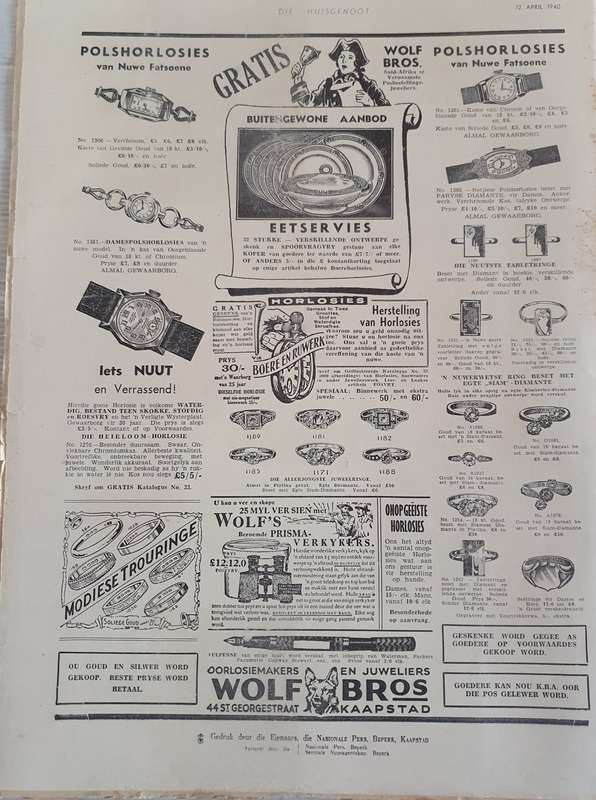 12 APRIL 1940.  DIE HUISGENOOT. WYNBERG.  BIG FORMAT .28CM W X 38CM L.