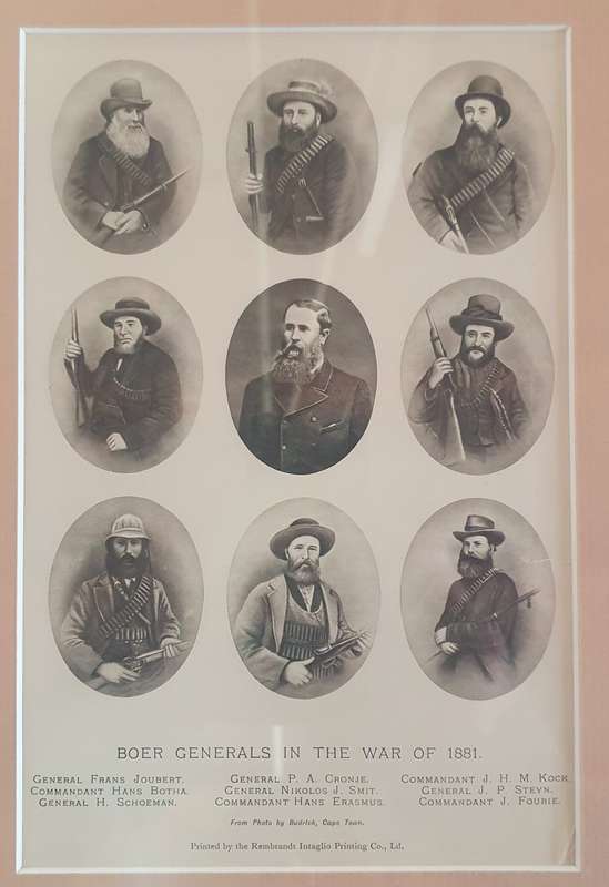 BOER GENERALS. FIRST ANGLO BOER WAR.1881. FRAMED BEHIND GLASS IN CARVED WOOD FRAME. 47CM X36CM