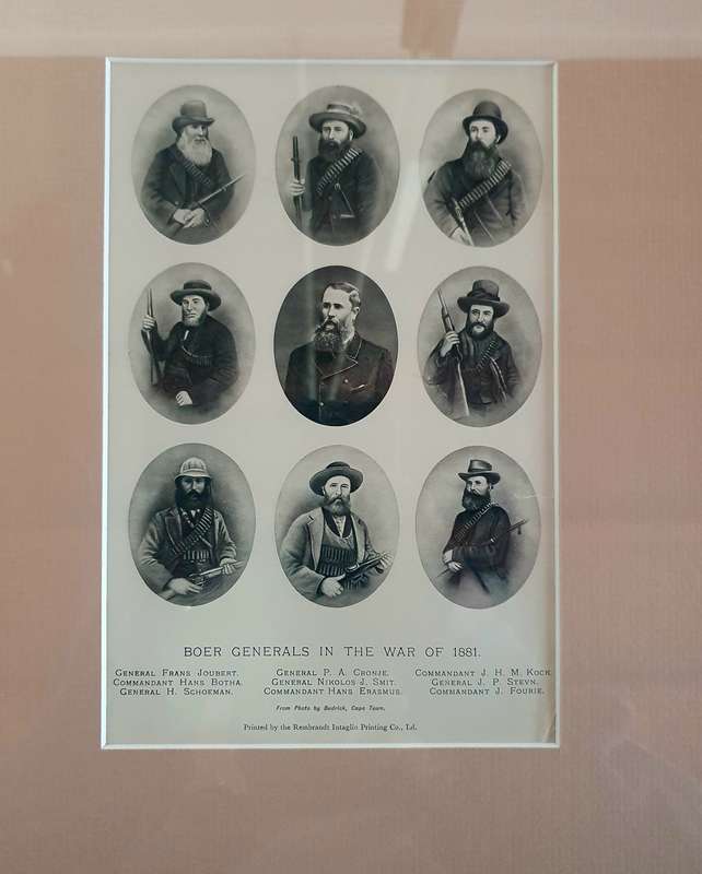 BOER GENERALS. FIRST ANGLO BOER WAR.1881. FRAMED BEHIND GLASS IN CARVED WOOD FRAME. 47CM X36CM