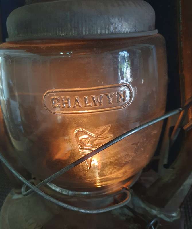 Big 1940's Antique Chalwyn Tempest Storm Lantern Made In England. PLUS xtra new glass !! Working !!