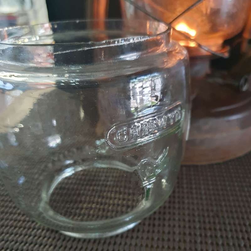 Big 1940's Antique Chalwyn Tempest Storm Lantern Made In England. PLUS xtra new glass !! Working !!