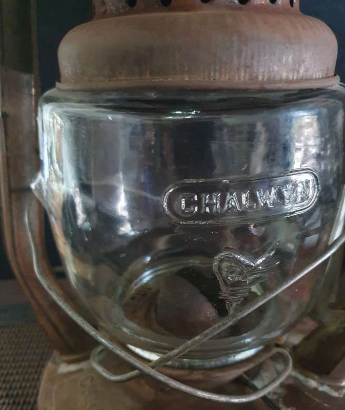 Big 1940's Antique Chalwyn Tempest Storm Lantern Made In England. PLUS xtra new glass !! Working !!