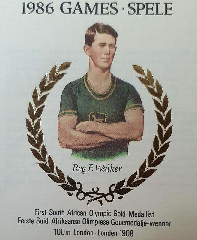 FIRST SOUTH AFRICAN TO WIN OLYMPIC GOLD MEDAL. 1908. EMBOSSED FDC. WITH INSERT.