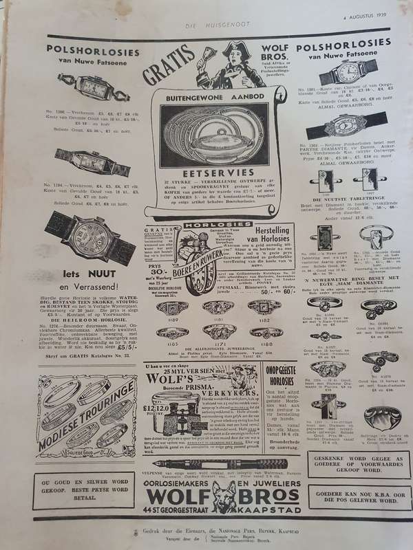 4 AUG. 1939 .HUISGENOOT. AAND . BIG FORMAT .28CM W X 38CM L.