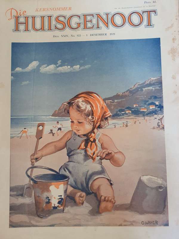 1 DES.  1939 .HUISGENOOT. KERSNOMMER . COLLECTORS EDD. 128 PAGES.  BIG FORMAT .28CM W X 38CM L.