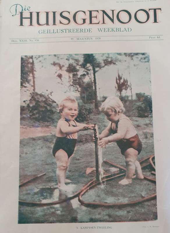 19 AUG 1938  .HUISGENOOT. TWEELING  .BIG FORMAT .28CM W X 38CM L.