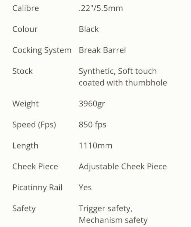 5.5mm AIR RIFLE. RETAY 135X. PLUS 150 PELLETS. AS GOOD AS NEW.