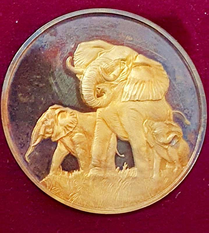 .925 SILVER GOLD PLATED 50th Anniversary 24 piece medallion set. Wildlife Society of SA. 891,60 gr.