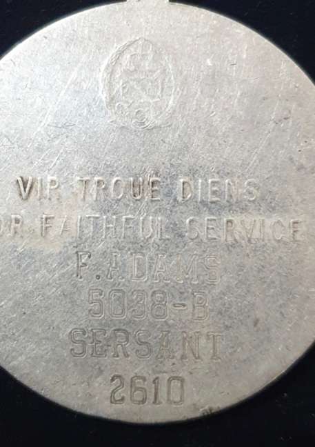 SILVER 20 YEAR GOOD SERVICE MEDAL . CORRECTIONAL SERVICE. NAMED AND NUMBERED. FULL SIZE.