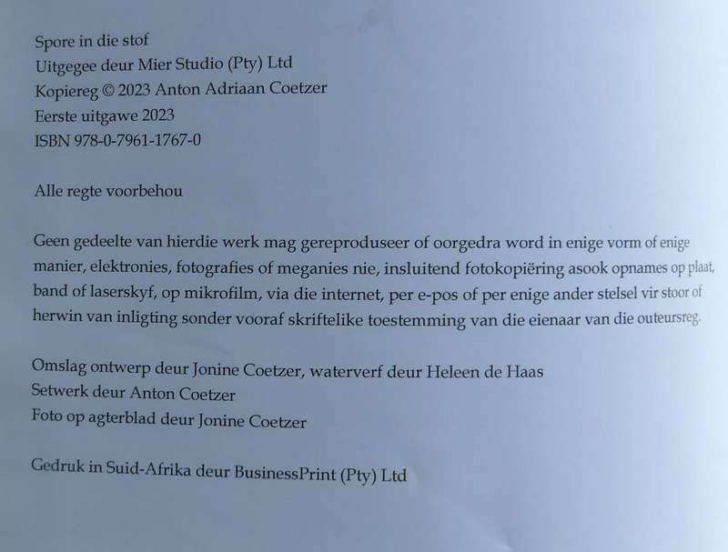 SPORE IN DIE STOF by Anton Coetzer