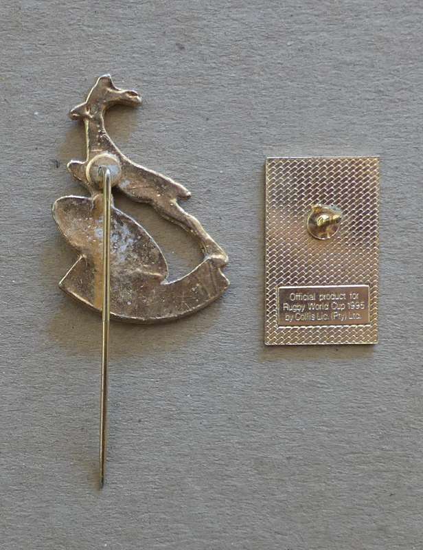 2 x Springbok Blazer pins -- 1 x 1995 World cup & 1 vintage Tour pin