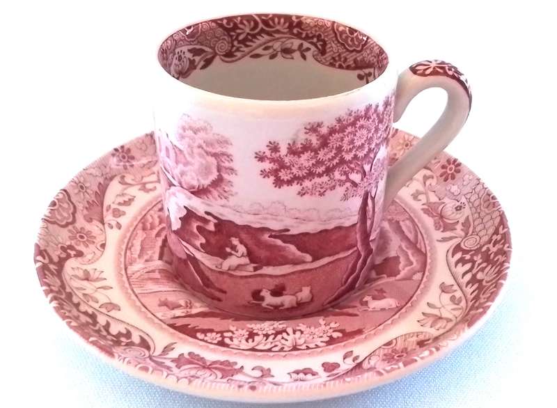 Spodes  -  Pink Italian -  Espresso  Cup &  Saucer