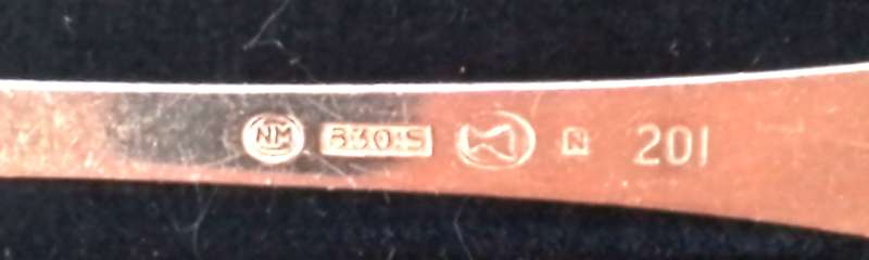 12 pc  Norwegian -  830  Silver  -  Spoon  Set