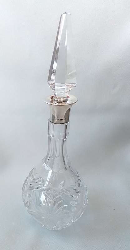 Birmingham 1932  Silver Collar Crystal Decanter