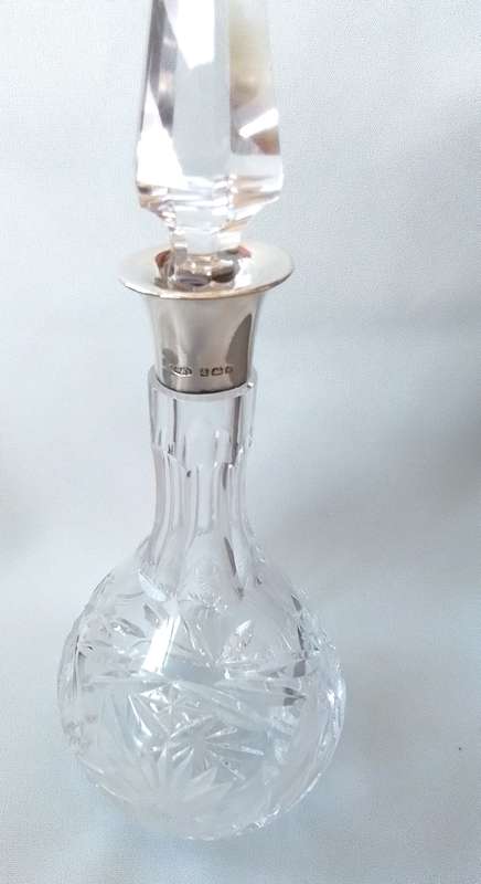 Birmingham 1932  Silver Collar Crystal Decanter