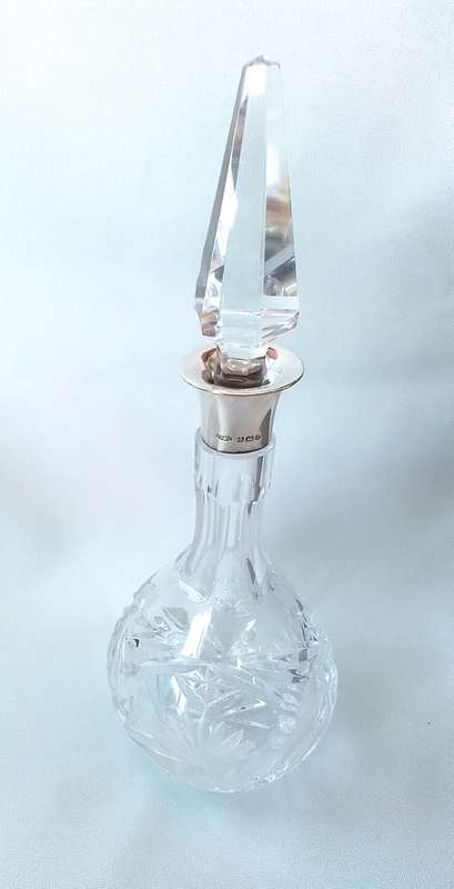 Birmingham 1932  Silver Collar Crystal Decanter