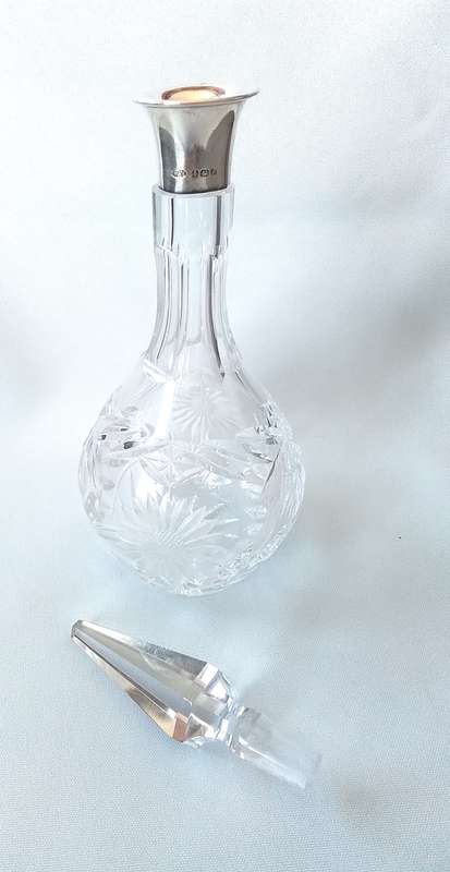 Birmingham 1932  Silver Collar Crystal Decanter
