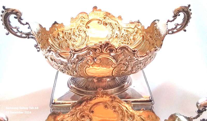 London 1899  -  Pair Decorative Footed Bowls with Handles