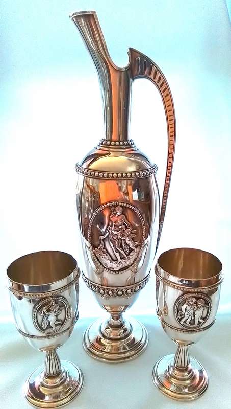 LONDON  1879  -  STEVEN  SMITH  -  Jug  & 2 Goblets