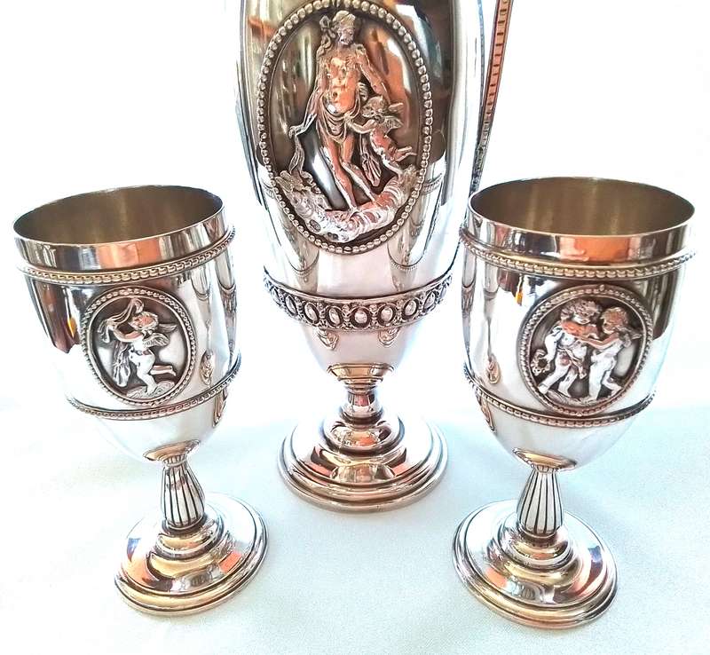 LONDON  1879  -  STEVEN  SMITH  -  Jug  & 2 Goblets