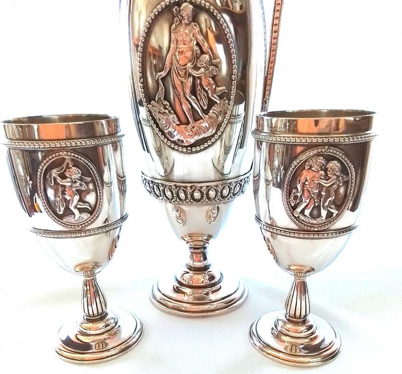 LONDON  1879  -  STEVEN  SMITH  -  Jug  & 2 Goblets