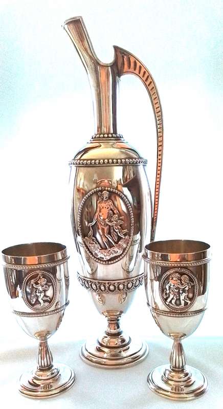 LONDON  1879  -  STEVEN  SMITH  -  Jug  & 2 Goblets
