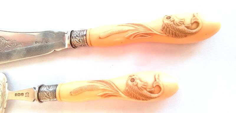Sheffield  1894  -  Bone Handle  Fish  Servers