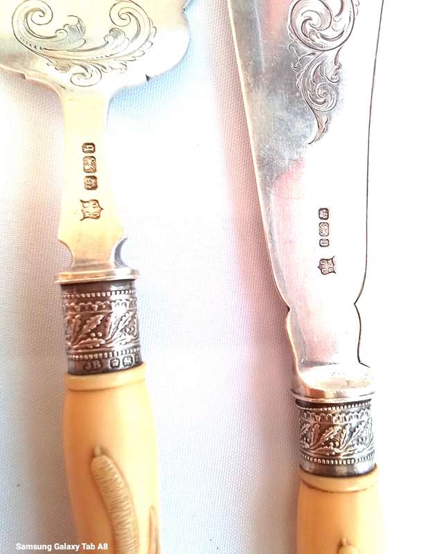 Sheffield  1894  -  Bone Handle  Fish  Servers