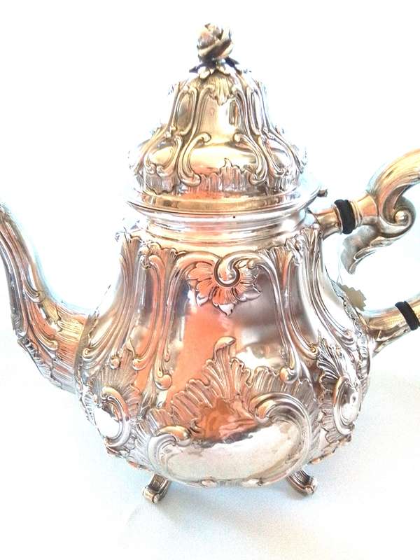 Silver `800`  Relief Tea Pot