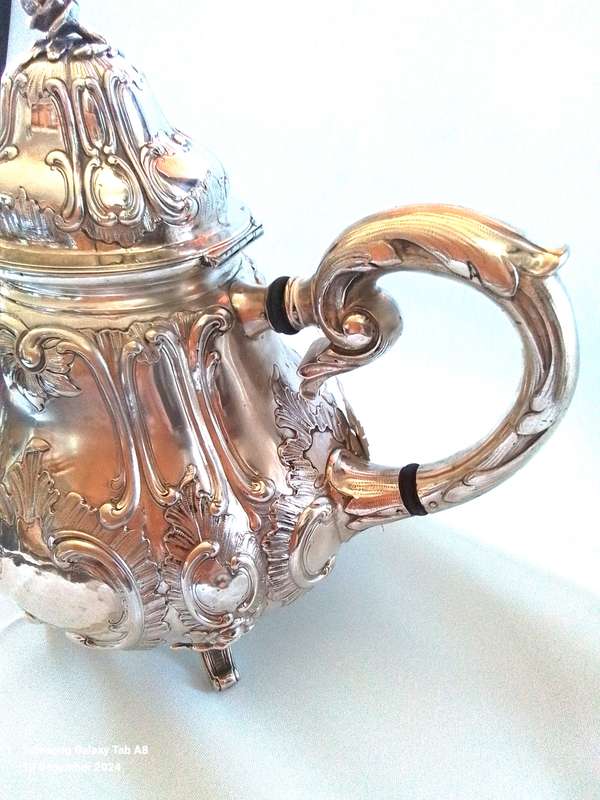 Silver `800`  Relief Tea Pot