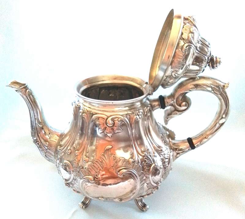 Silver `800`  Relief Tea Pot