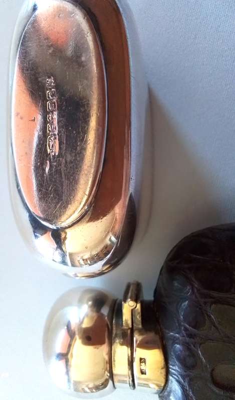 Antique    -   JD & S   -    Glass & Metal     HIP FLASK