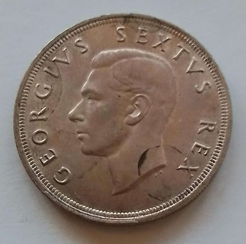 1652 - 1952  Union of SA Crown  /  5 Shilling  [ C21]