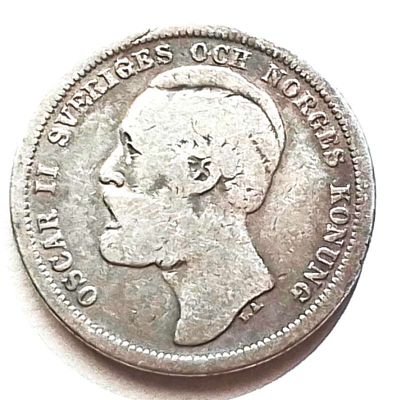 1877  Sweden  1 Krona  -  Silver