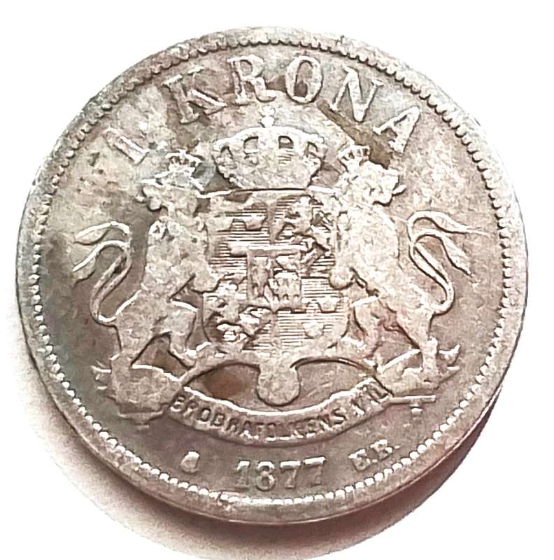 1877  Sweden  1 Krona  -  Silver