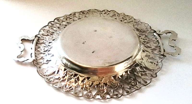 Dutch Silver   -  Pieced  - Relief - Handled  Tray