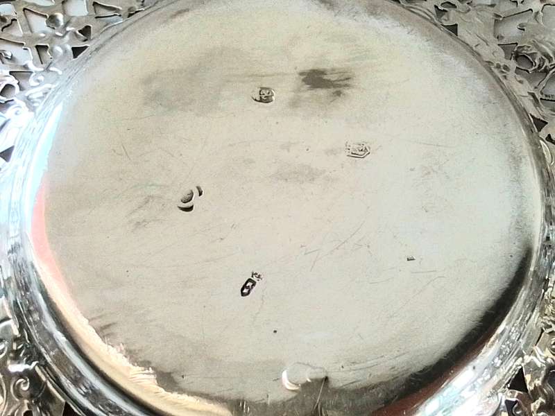 Dutch Silver   -  Pieced  - Relief - Handled  Tray