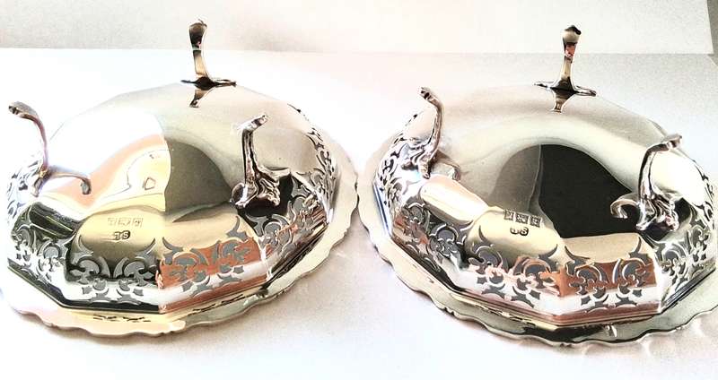 Birmingham  1959  -  Pair  -  Pierced  Footed  Bowls