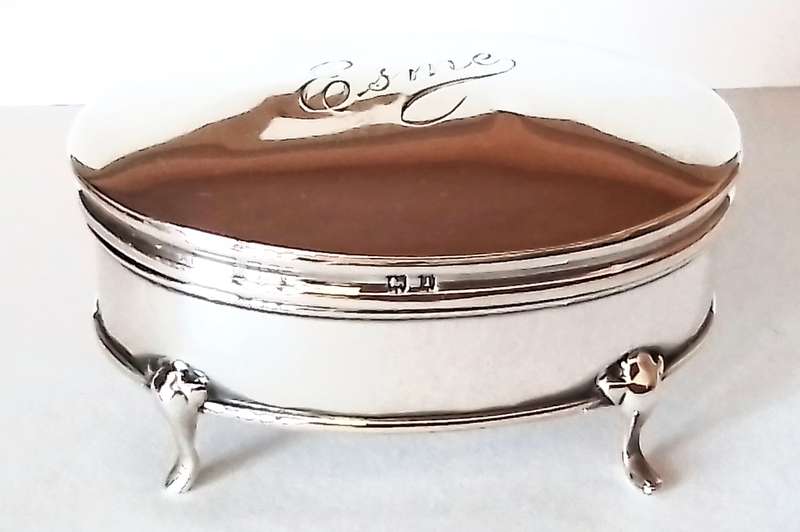 Birmingham  1910  Footed  Oval  Trinket